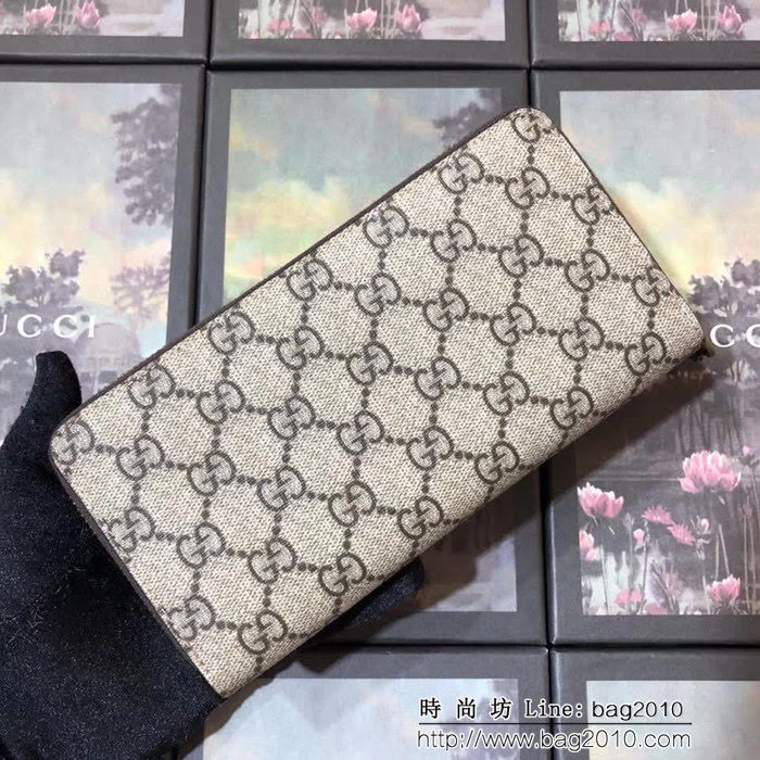 GUCCI古馳 原單 虎頭五金燙泊LOGO 單拉鏈男士長皮夾 473953 小虎頭PVC WTG2045